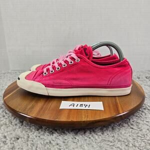 Converse Womens 7.5 Jack Purcell Ox Low Pink White Canvas Low Top Y2K Sneakers